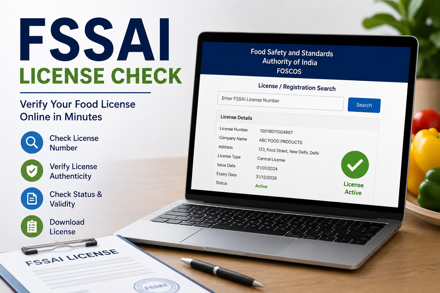 FSSAI License Check Online 2026 – FSSAI License Status, Verification & Application Tracking