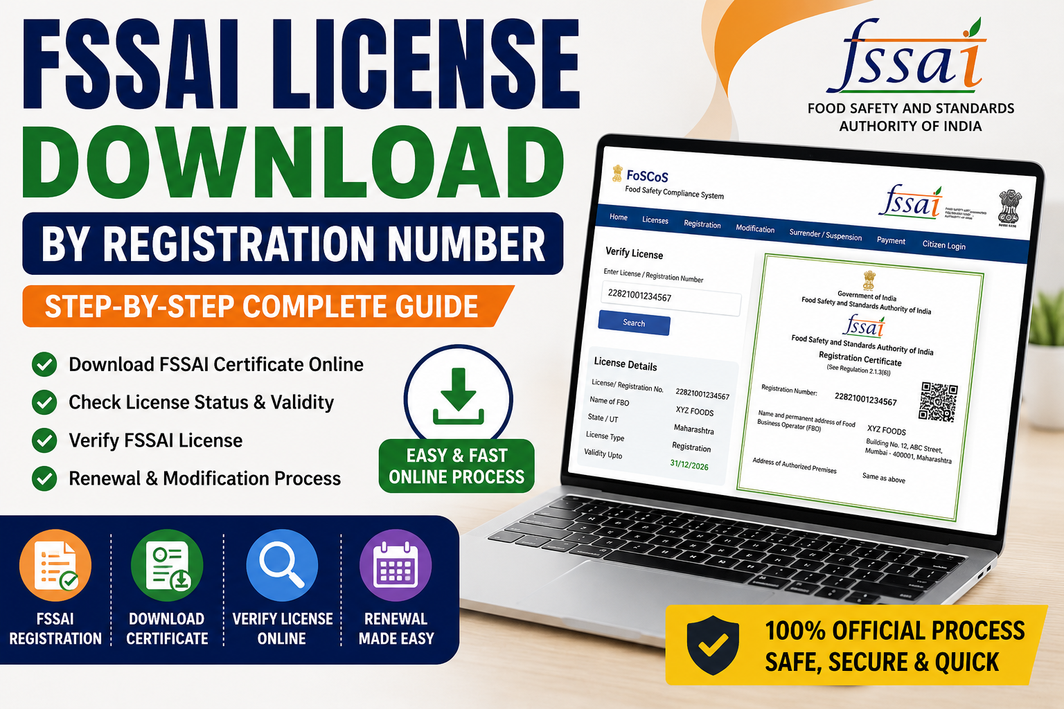 FSSAI License Download by Registration Number Online in 2026 – Complete Guide