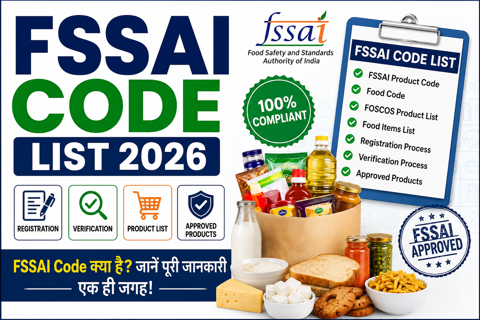 FSSAI Code List 2026: FSSAI Product Code, Food Code, Registration और Verification Guide